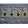 Canada Small 1 Cent Coins (4) (1920, 28, 29, 34)