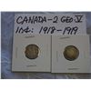 Canada Silver 10 Cent Coins (2) (1918, 1919)