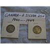 Canada Silver 25 Cent Coins (2) (1940, 1949)