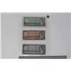 1954 Canada Bills (3)(1 Dollar, 2 Dollars & 5 Dollars)