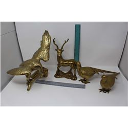 Lot of Gold Colored Statues (4)(Eagle, Elk & Birds)