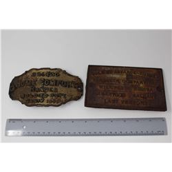 Antique Emblems (2)(Home Comfort& Advance-Rumely, Thresher Company Inc)