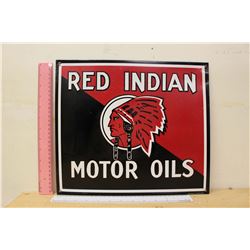 Reproduction Red Indian Motor Oil Sign (14.5"x12.5")
