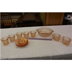 Pink Depression Glass Dish Set (No Cracks or Chips)