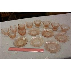 Pink Depression Glass Dish Set (No Cracks or Chips)