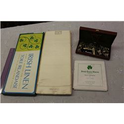 Eaton's Irish Linens (Never Used)& A Jewellery Box w/Jewellery