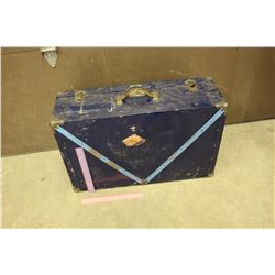 Vintage Navy Blue Metal Suitcase (28"x10"x18")