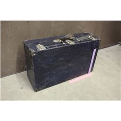 Vintage Black Metal Suitcase (28"x9"x16")