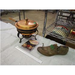 Lot Of Misc. (Chaffing Dish, Vintage Shoemakers Tool, 2000 Canada Set)