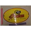 Image 1 : Red Indian Motorcycle 'Since 1901' Oval Porcelain Reproduction Sign (20"x12")