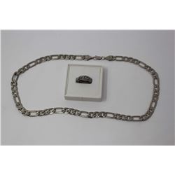 Gent's Stainless Steel Link Chain & Ring (Size Med)