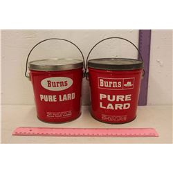 Vintage Burns Pure Lard Pails (2)(Mint)