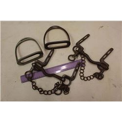 2 Antique RCMP Horse Stirrups & Bits Cavalry 1914/15