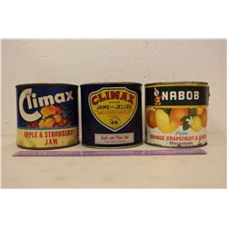 Vintage Jam Tins (3)(Climax, Nabob)