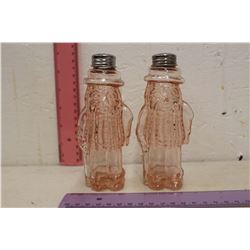 Pink Depression Glass Mr.Peanut Salt & Pepper Shakers
