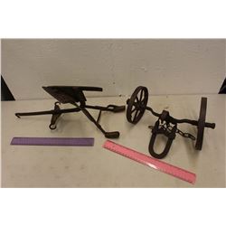 Salesman Sample Furrow Plow - With Early Dolly Cart   21" Long