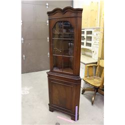 Wooden Corner Cabinet (70"x26"x15") w/Glass Window