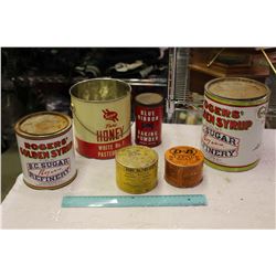 Lot Of Vintage Tins (Honey, Syrup, Baking Powder, Salve, Soap)