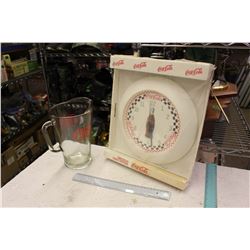 Coca-Cola Advertising Clock And Miller Glass Pitcher