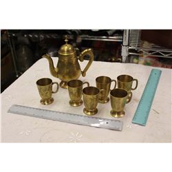 Lot Of Brass Kettle And Cups