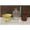 Image 1 : A Glass Jug & Enamel Pieces (2)