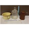 Image 3 : A Glass Jug & Enamel Pieces (2)