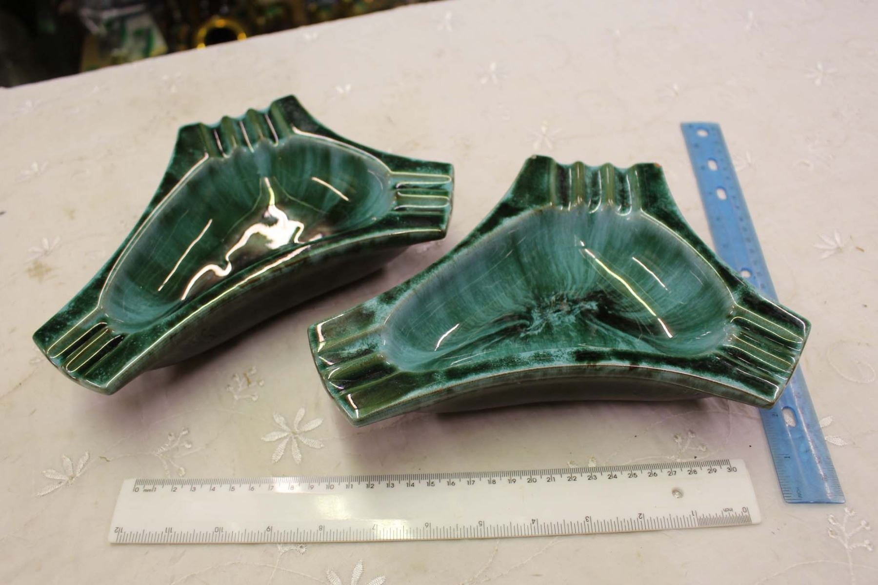 Pair Of Vintage Blue Mountain Pottery Ashtrays