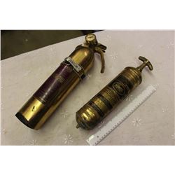 Pair Of Brass Fire Extinguishers