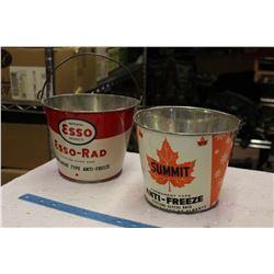 1 Gallon Cone Anti Freeze Pails (2) (Custom Made) (ESSO, Summit)