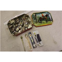 Tin Full Of Old Collectors Spoons