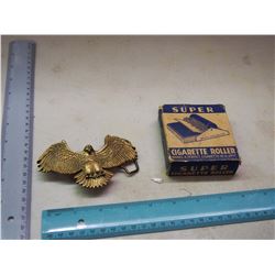Cigarette Roller W/ Brass Eagle Belt Buckle (1980, Solid Brass)