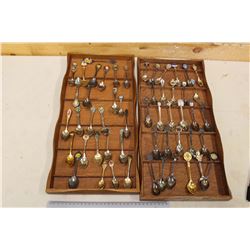 Collectors Teaspoons In Wooden Racks
