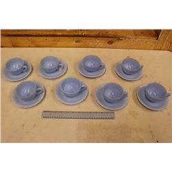 Pyrex Delphite Tea Cups & Saucers (8 Cups & Saucers)