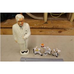 Colonel Saunders KFC Bank 12" Tall w/Saunders Figurines (3)