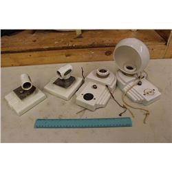 Vintage Porcelain Bathroom Light Fixtures (4)(1 Includes Shade)