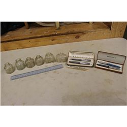 Vintage Sheaffer's, Waterman's Gold Tip Fountain Pens w/Ink Bottles