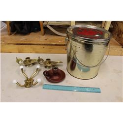 Bowes Apple Pail w/Vintage Candle Holders