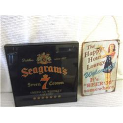 Seagrams G;ass Sign & Lounge Tin Sign