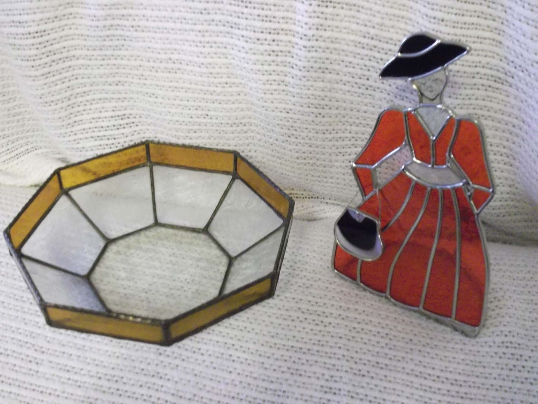 Stained Glass Bowl & Candle Holder (No Chips or Cracks)