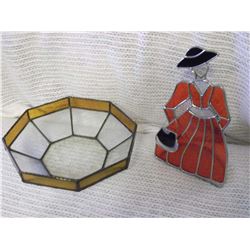 Stained Glass Bowl & Candle Holder (No Chips or Cracks)