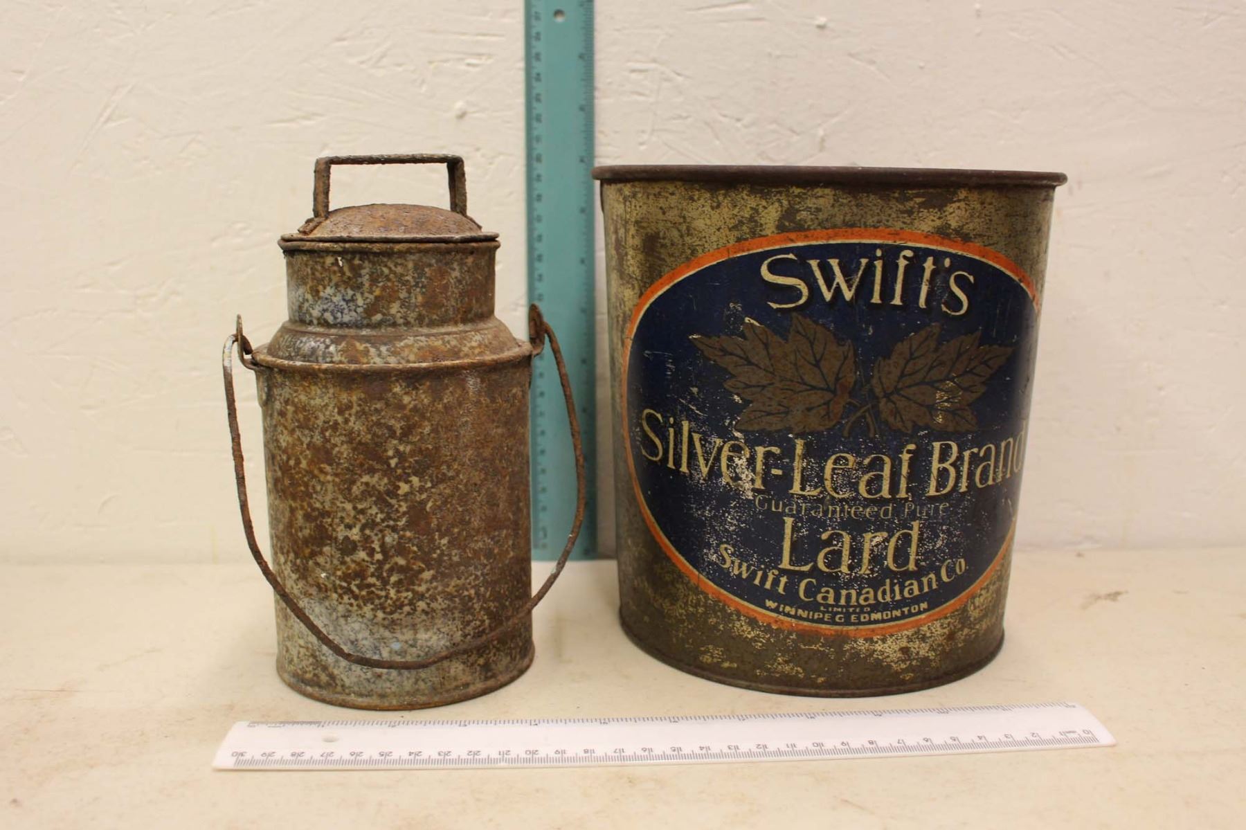 Silver Leaf Brand Lard Pail & A Small Pail w/Lid