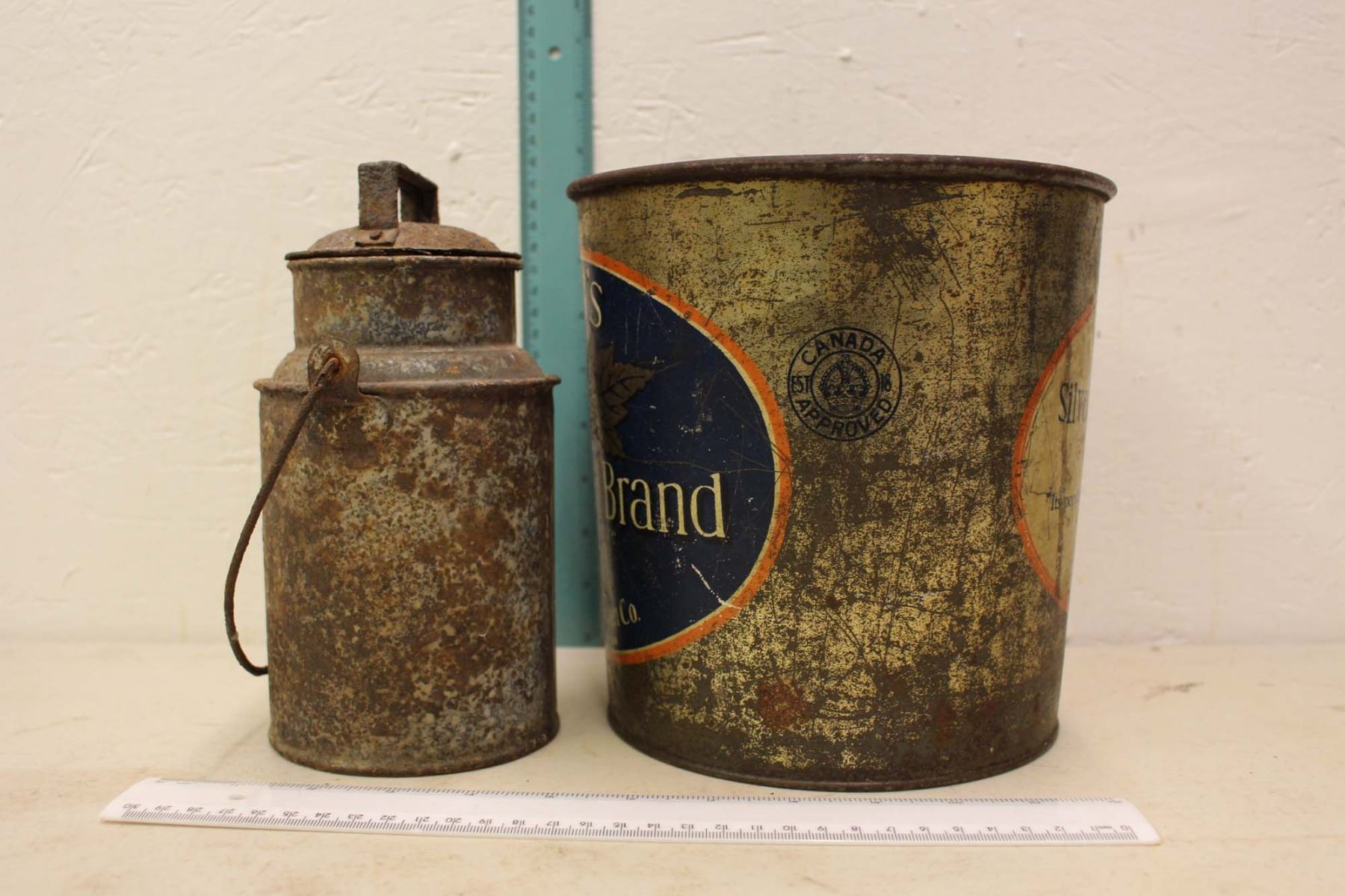 Silver Leaf Brand Lard Pail & A Small Pail w/Lid