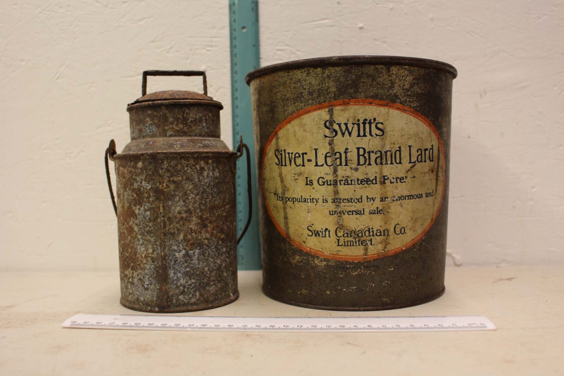 Silver Leaf Brand Lard Pail & A Small Pail w/Lid
