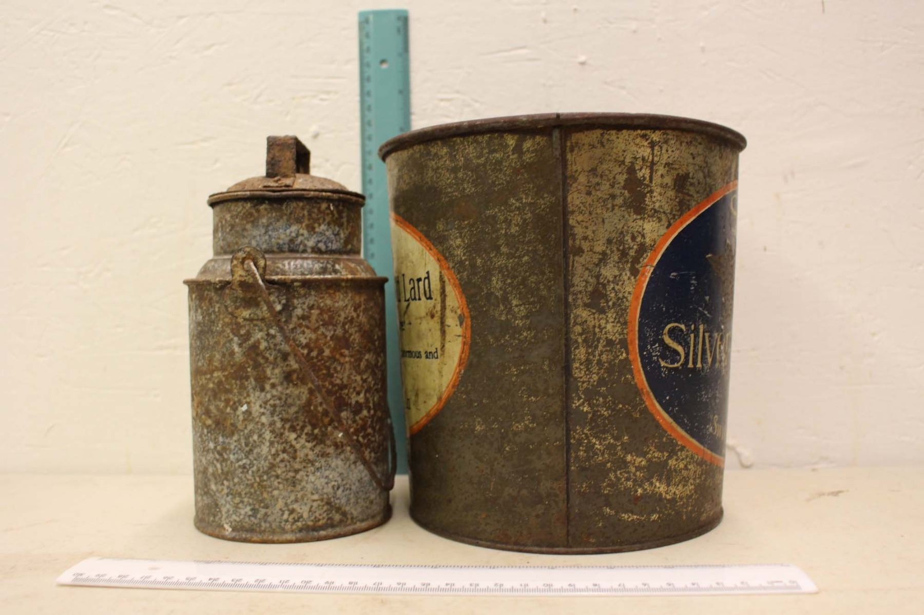 Silver Leaf Brand Lard Pail & A Small Pail w/Lid