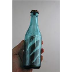 Antique Coca-Cola Blue Straight Sided Bottle With Embossed Script Sides And Bottom