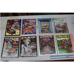 Pinball/Video Game Framed Flyers- Original (8)