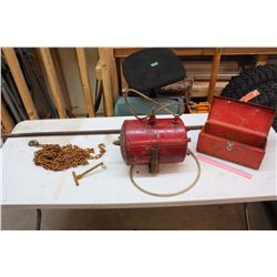 Fluid Pressurizer w/A Toolbox, 6 Foot Metal Bar & Chain