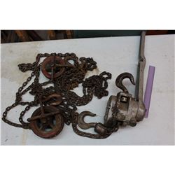 Chain Hoists: (3) 1.5 Ton Chain Hoist, A .5 Ton Pulley, ETC