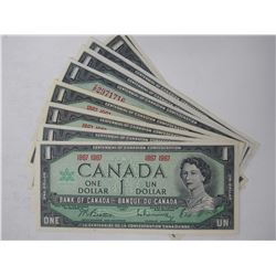 1967 Centennial Canadian $1 Bank Notes ( X10)