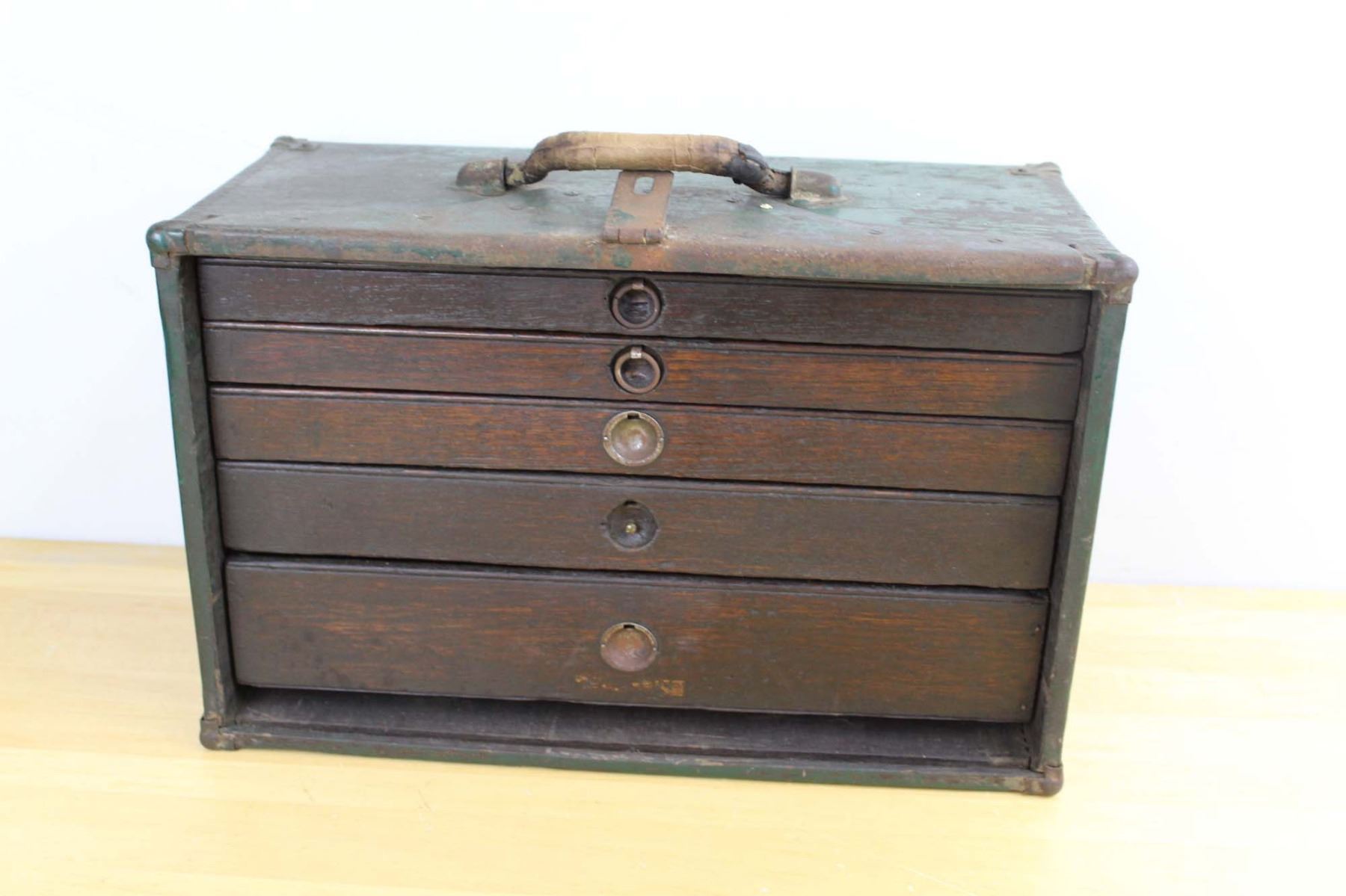 Antique Wooden Machinists Tool Chest 17” x 11” x 8”
